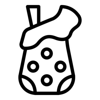 Altında tapyoka topları ve pipet olan bir boba çayının simgesi.