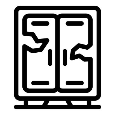 Kırık kapılı, mobilya ve ev mobilyası temalı eski bir dolabın simgesi.