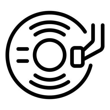 Plak çalan bir vinil pikabın siyah ana hatlı simgesi