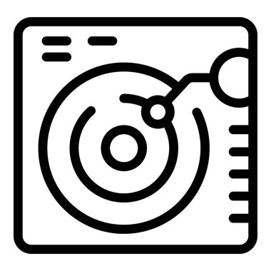 Ana hatlarıyla müzik simgesi çalan basit vinil kaydedici