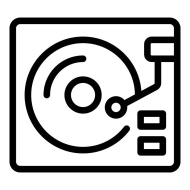 Bir turntable 'ın satır resim simgesi sağ tarafında düğmeleri olan vinil bir plak çalıyor