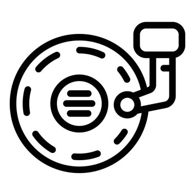 Kaliper ve manivela ile bir bisiklet fren diskini temsil eden basit çizgi çizimi simgesi