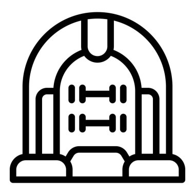 Bir oyun alanı kaydırak tünelinin çizgi sanat simgesi, çocukluk keyfi ve açık hava eğlencesini sembolize ediyor