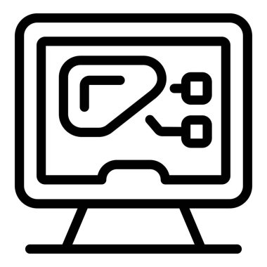 Bilgisayar tıbbi araştırma ve tanı için insan karaciğerini, sağlık hizmetlerini ve tıbbi teknoloji kavramını gösteriyor