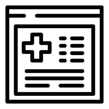 Çevrimiçi bir tıbbi kaydı tasvir eden basit bir simge, teletıp ve dijital sağlık çözümlerini temsil etmek için mükemmel