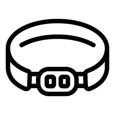 İki düğmeli akıllı bir bileziğin basit çizgi simgesi, giyilebilir teknolojiyi temsil etmek için ideal.