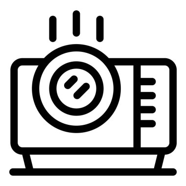 Işık demeti ile projektör ekranının çizgi simgesi, sunumlar ve teknoloji kavramları için mükemmel