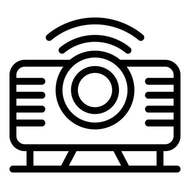 Kablosuz projektör bir sinyal gönderiyor, sunum için hazır