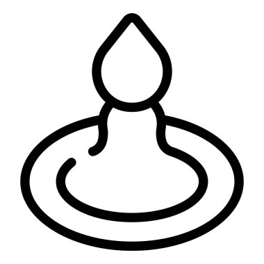 Bir su damlasının çizgi sanat simgesi düşüyor ve sıvı yüzeyde dairesel dalgalanmalar yaratıyor