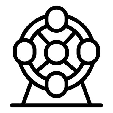 Bir lunaparkta dönen kamaraları olan dönme dolabın basit çizgi simgesi