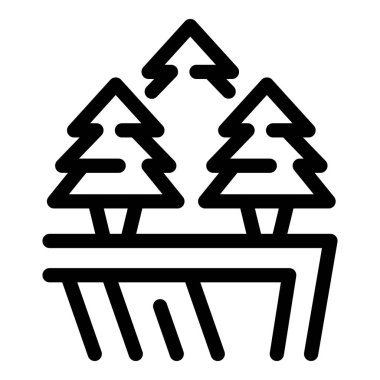 Uçurumun kenarında büyüyen bir grup kozalaklı ağacın çizgi simgesi