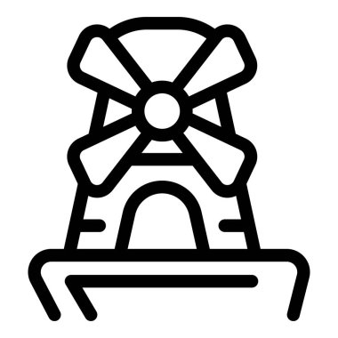 Sahada duran ve sürdürülebilir enerji ve kırsal alanları temsil eden basit bir yel değirmeni simgesi.