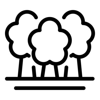 Bir toprak parçasında büyüyen üç ağacın minimalist sanat simgesi