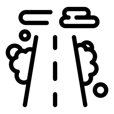 Karla kaplı bir yolun, bulutların geçtiği basit bir taslak simgesi