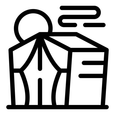 Sirk çadırının çizgi ikonu, eğlence ve açık hava gösterileri öneriyor.