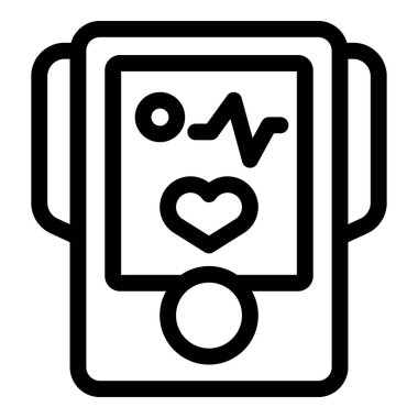 Portable heart rate monitor is displaying a heartbeat on its screen, indicating the users current heart rate clipart