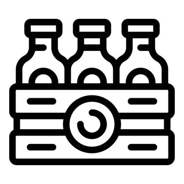 Üç şişe paketinin çizgi simgesi, süt, meyve suyu veya diğer içecek paketlerini temsil etmek için mükemmel.