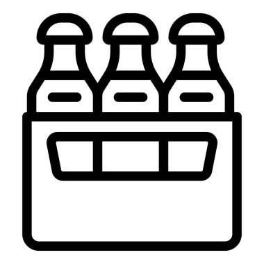 Altılı bir şişe paketinin satır simgesi, içecek, market ve süpermarket gibi konular için mükemmel.