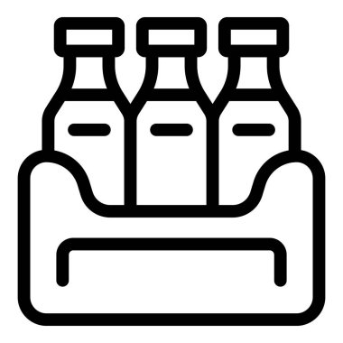 Bir kutuda duran üç şişenin çizgi simgesi, bir teslimat ambalaj çözeltisini temsil ediyor