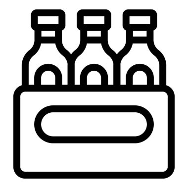 Açık bir kutunun içinde duran ve nakliyeye hazır üç şişe resim simgesi.