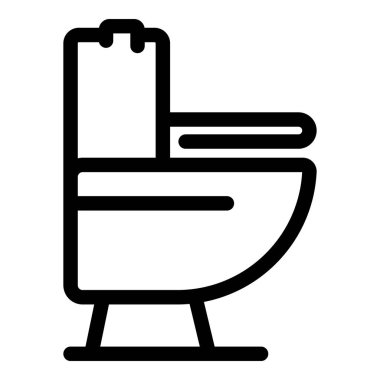 Modern bir klozetin siyah beyaz simgesi. Banyo armatürlerini temsil etmek için mükemmel.