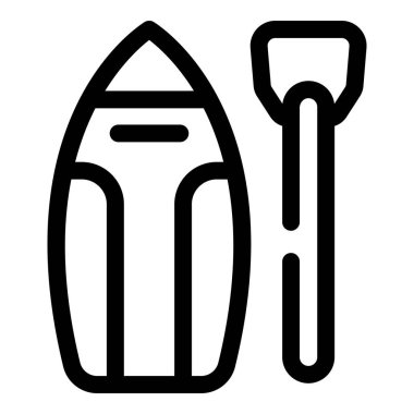 Tek raketli basit siyah beyaz bir kano. Kano, kano ve açık hava aktivitelerini temsil etmek için mükemmel.