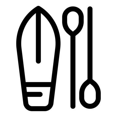 Sörf tahtasını temsil eden basit bir çizgi simgesi ve su sporları için iki raket, yaz tatilini ve açık hava aktivitelerini çağrıştıran