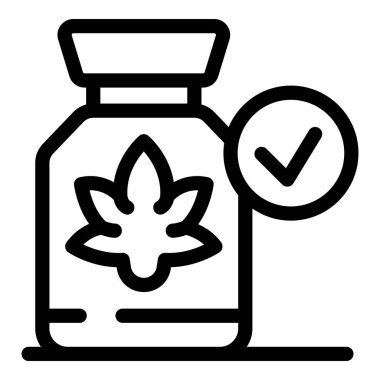 Bir kalite kontrol kontrolünden geçen kenevir türetilmiş tıbbi ürünün satır simgesi