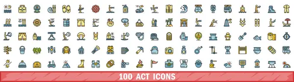 Stock vector 100 act icons set. Color line set of act vector icons thin line color flat on white