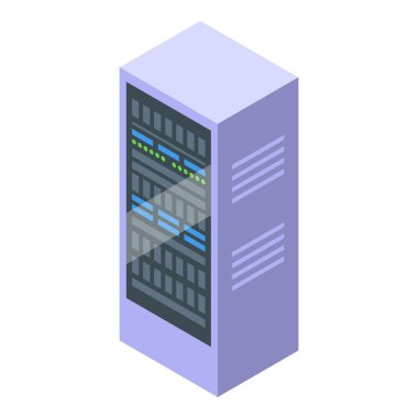 Dijital bilginin izometrik bir görünümle işlendiğini gösteren veri sunucu hesaplaması