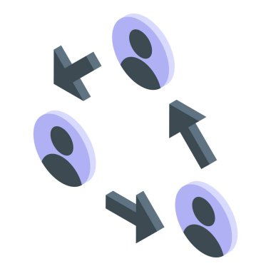 İzometrik olarak bağlanan ve etkileşen iş adamlarıyla iş akışı yönetimi kavramı