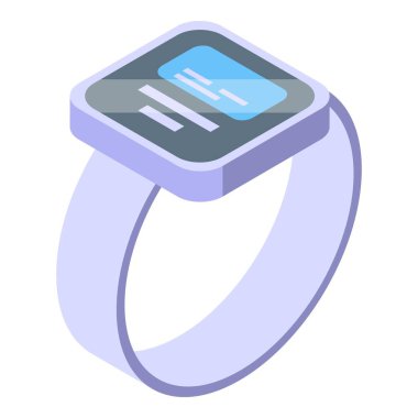 Ekranda izometrik görünümlü metin iletisi gösteren akıllı bilezik