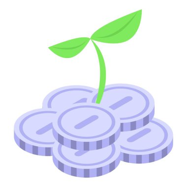 Yatırım büyümesini sembolize eden madeni para yığınından büyüyen yeşil bitki