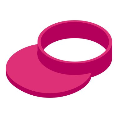 Beyaz arkaplanda izole edilmiş pembe güneş vizörü, izometrik görünüm