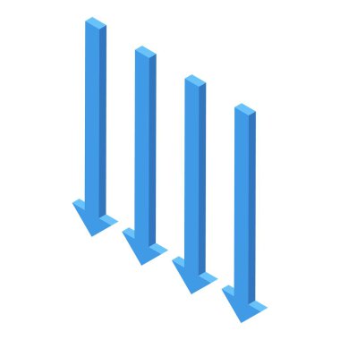 Negatif bir eğilimi temsil eden dört mavi okun 3d çizimi