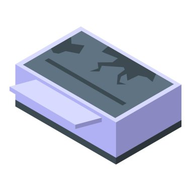 Bozuk bir ofis tarayıcısının hasarlı cam yüzeyi gösteren ikonuName