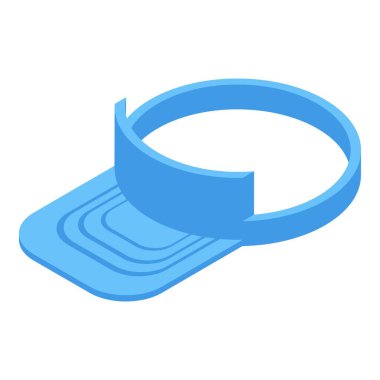 Üç boyutlu izometrik görüntüde mavi beyzbol şapkası yüzeyde duruyor