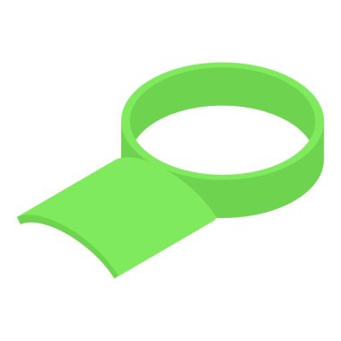 Yeşil boş başlık, kıvrımlı zirve, ön manzara, beyaz arkaplan üzerinde izole