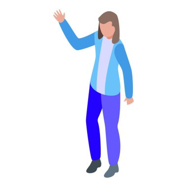 El sallayan genç bir kadının üç boyutlu izometrik çizimi birini selamlamaktır.