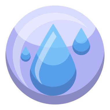 Mavi su damlaları mor bir kürenin içine düşüyor. Su kaynakları hakkında soyut bir örnekleme yaparak daireler oluşturuyor.