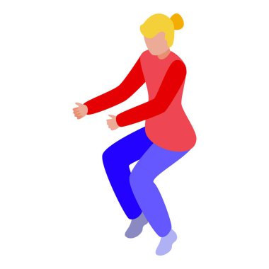 Genç kadın hayali direksiyonlu bir araba sürüyormuş gibi yapıyor.