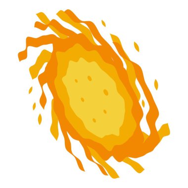 Dalgalı ışınlarla parlayan parlak sarı güneş, yaz ve doğa için mükemmel.