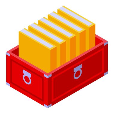 Birkaç altın kitap içeren kırmızı tahta sandık, bilginin ve öğrenmenin değerini ve önemini simgeliyor.