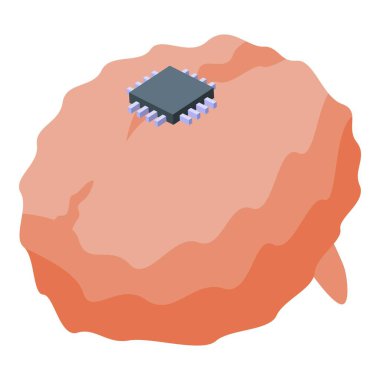 Bu illüstrasyon yapay zeka kavramını temsil ediyor, insan beyninin bir kısmını değiştiren bir mikroçip ile.