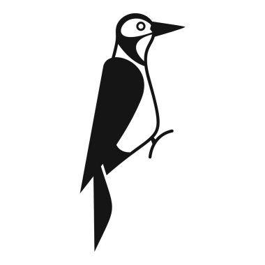 Uzun gagalı ağaçkakan kuşunun siyah ve beyaz çizimi.