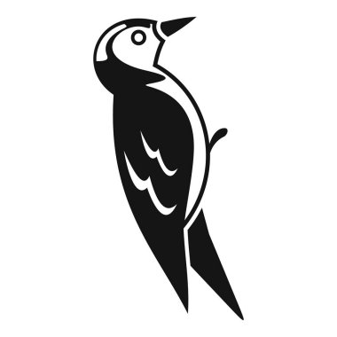 Siyah-beyaz ağaçkakan kuşunun basit bir simgesi. Bir dalda duruyor ve yukarı bakıyor.