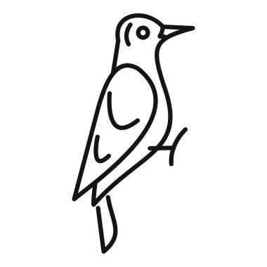 Basit ve minimalist tasarımlar için ideal bir dal üzerinde duran bir ağaçkakanın siyah ve beyaz çizgi çizimi