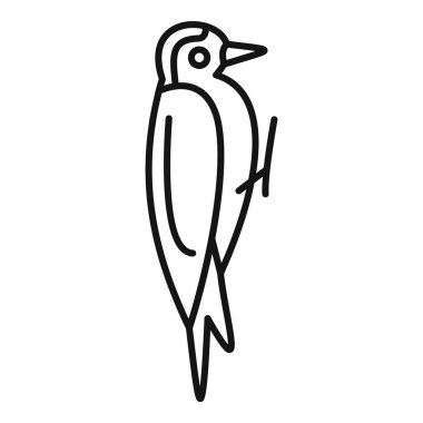 Bir ağaç gövdesinin üzerinde duran siyah beyaz çizgi sanatı, minimalist tasarım.