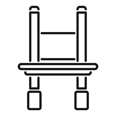 Beyaz arkaplanda duran bir merdiven için siyah dış hat simgesi