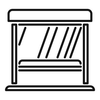 Otobüs durağının basit siyah beyaz simgesi insanların gelmesini bekliyor.